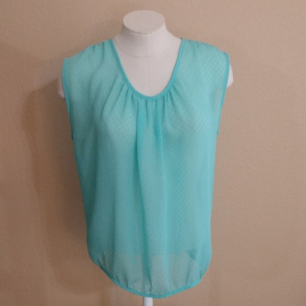 PLEIONE Sleeveless Sheer Blouse Size XS